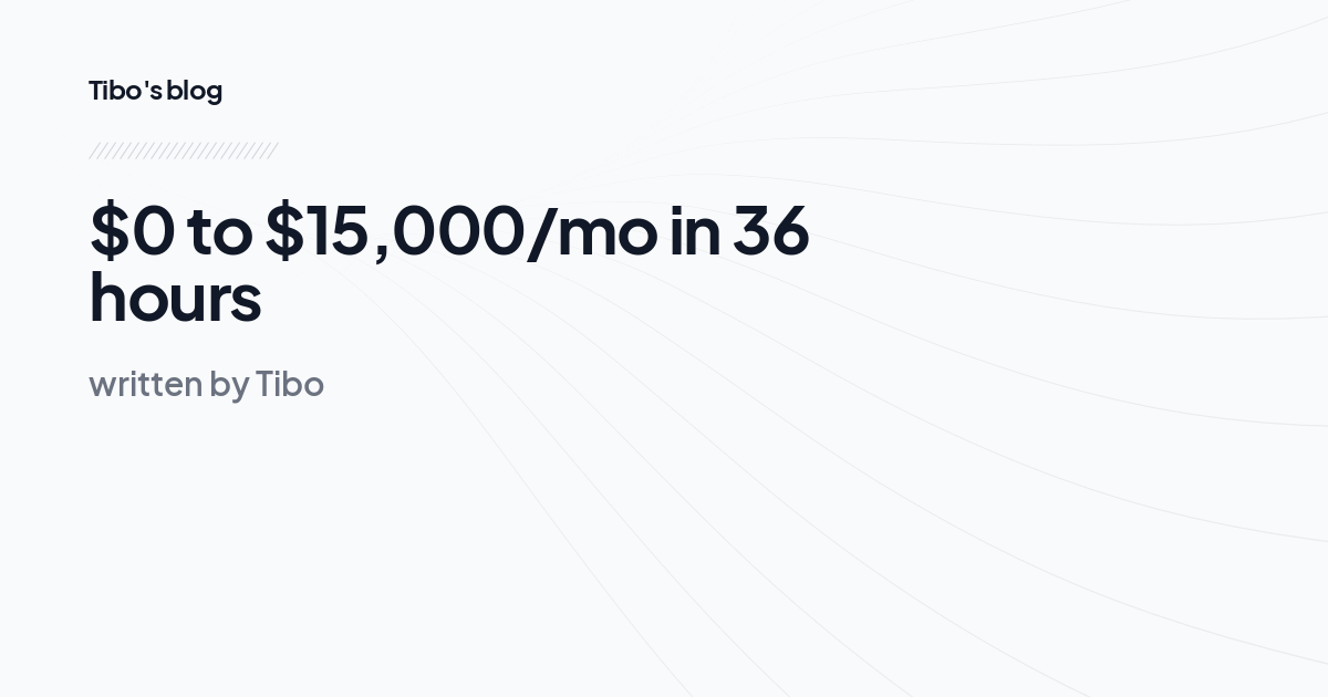 $0 to $15,000/mo in 36 hours