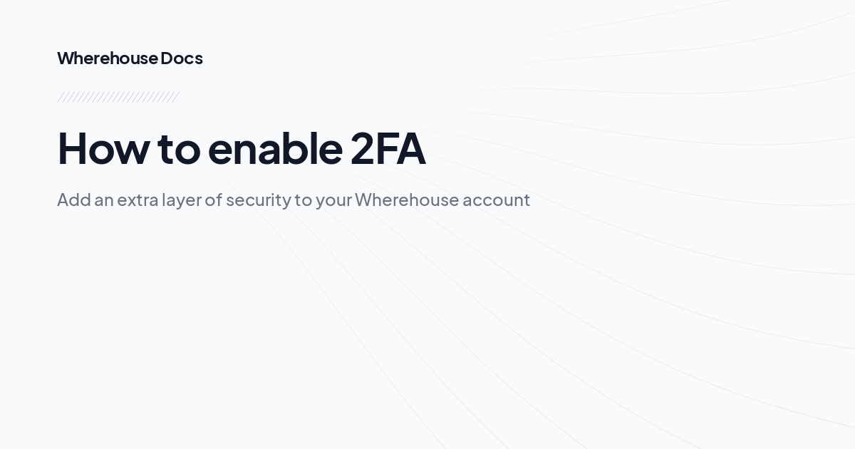 How to enable 2FA