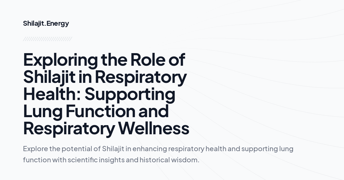 Exploring the Role of Shilajit in Respiratory Health: Supporting Lung Function and Respiratory Wellness