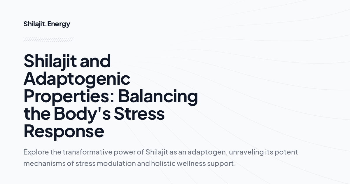 Shilajit and Adaptogenic Properties: Balancing the Body's Stress Response