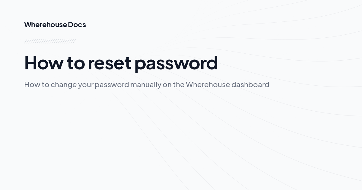 How to reset password