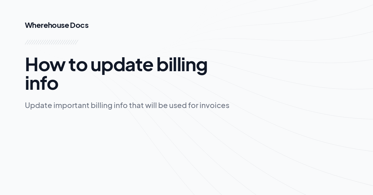 How to update billing info