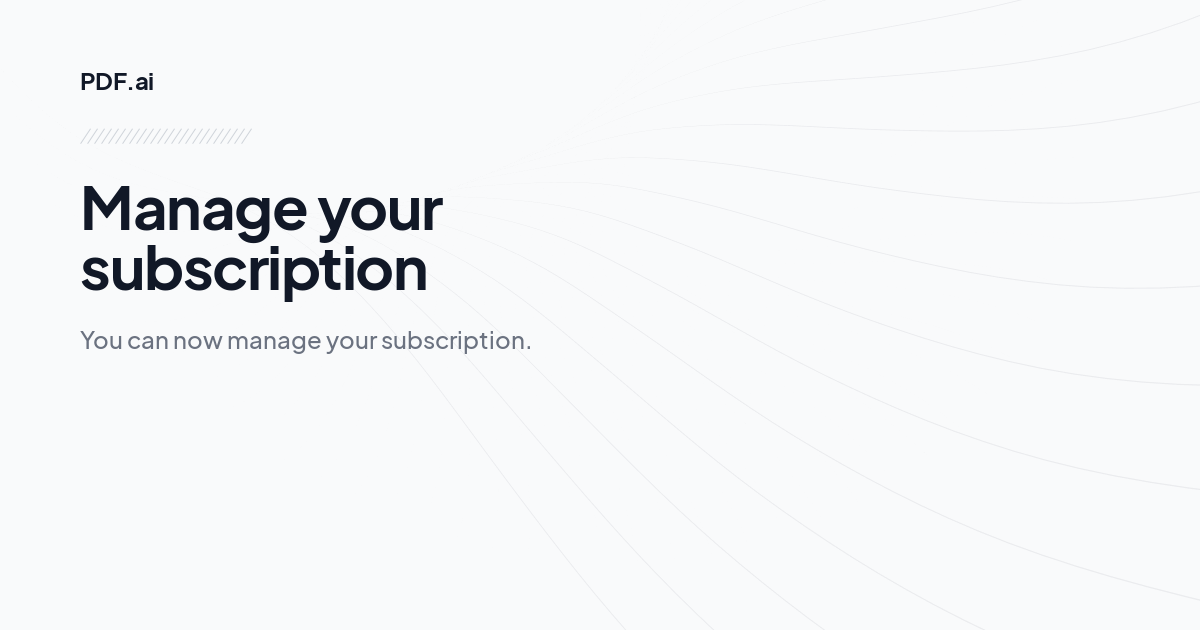 Manage your subscription