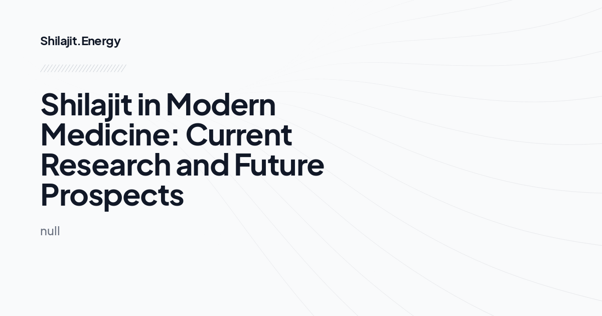 Shilajit in Modern Medicine: Current Research and Future Prospects
