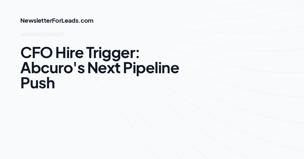 CFO Hire Trigger: Abcuro's Next Pipeline Push