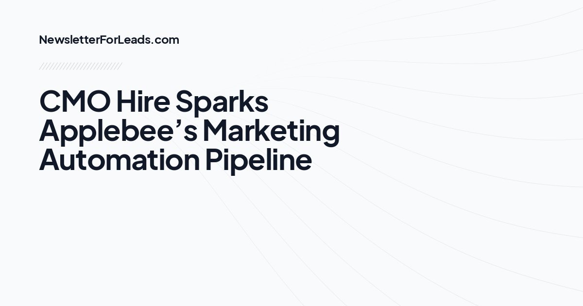 CMO Hire Sparks Applebee’s Marketing Automation Pipeline