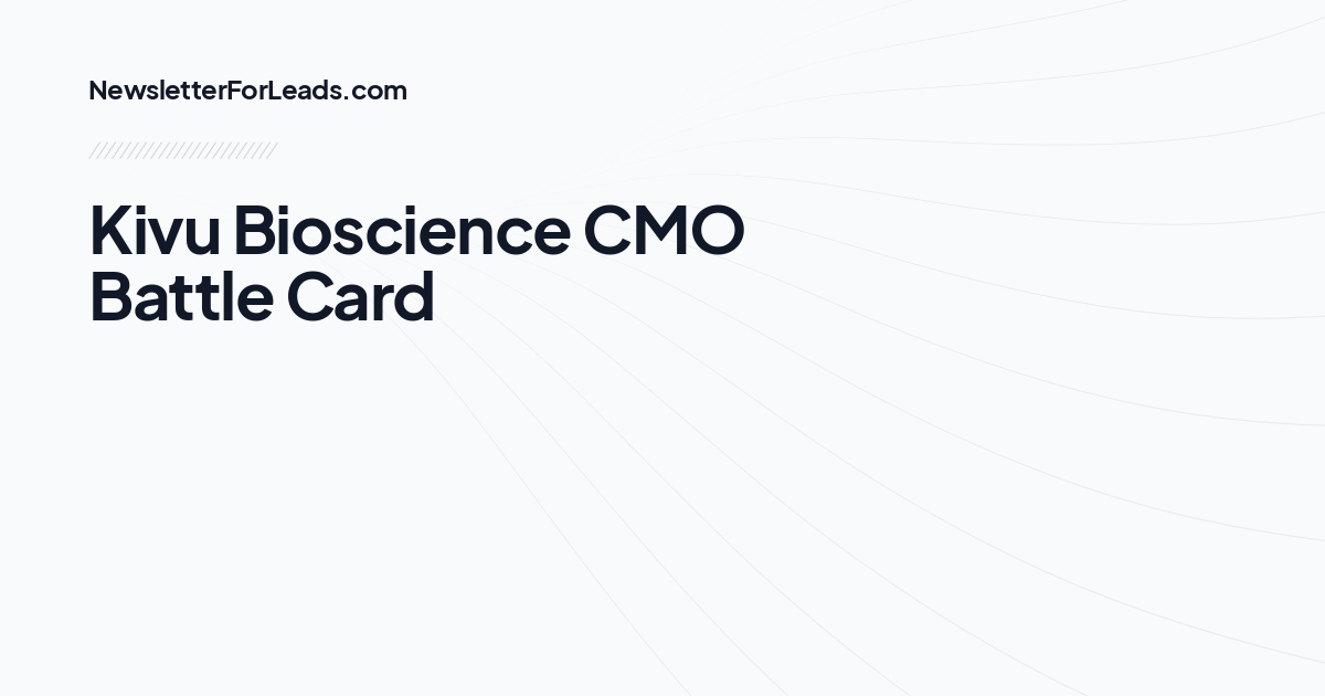 Kivu Bioscience CMO Battle Card