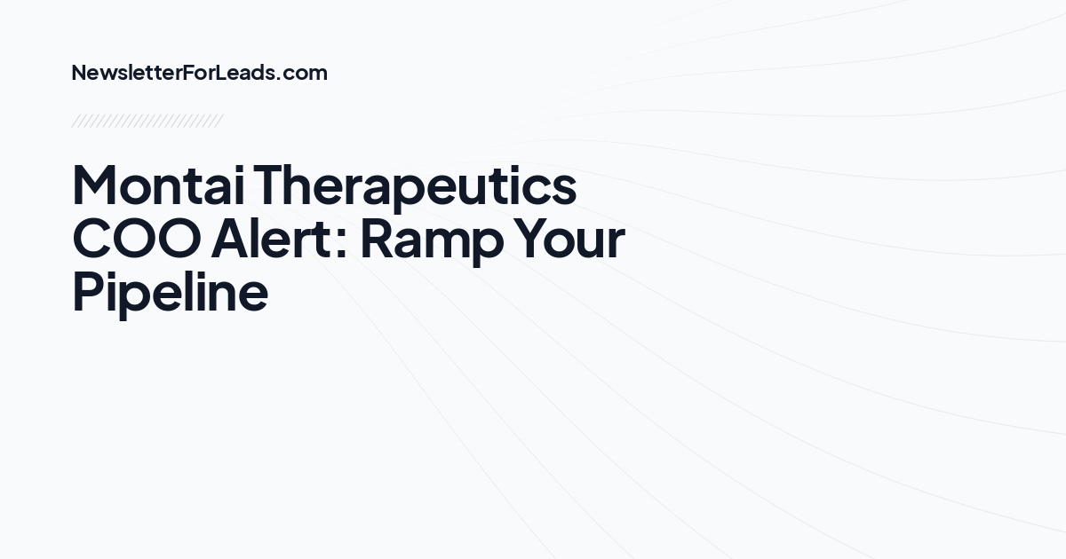 Montai Therapeutics COO Alert: Ramp Your Pipeline
