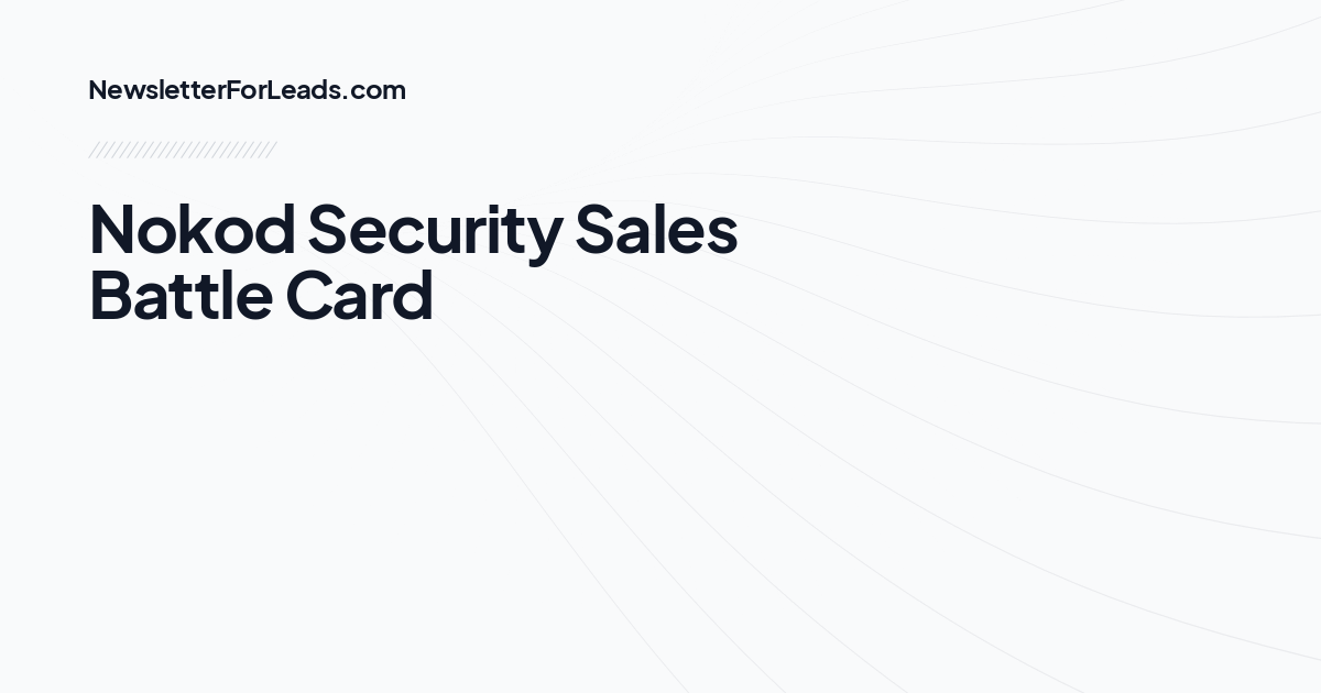 Nokod Security Sales Battle Card
