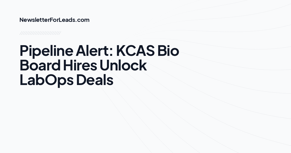 Pipeline Alert: KCAS Bio Board Hires Unlock LabOps Deals