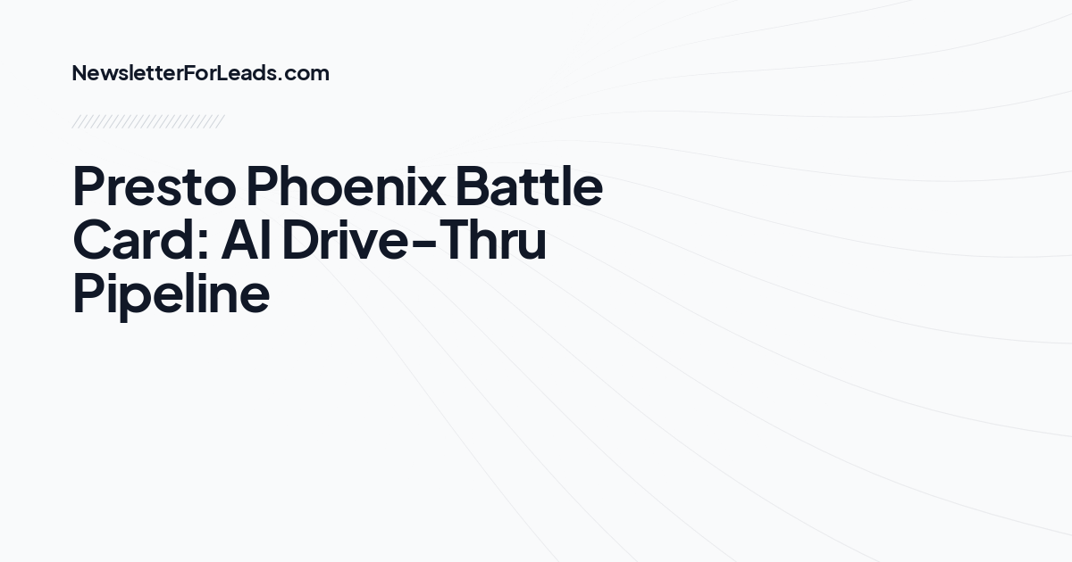 Presto Phoenix Battle Card: AI Drive-Thru Pipeline
