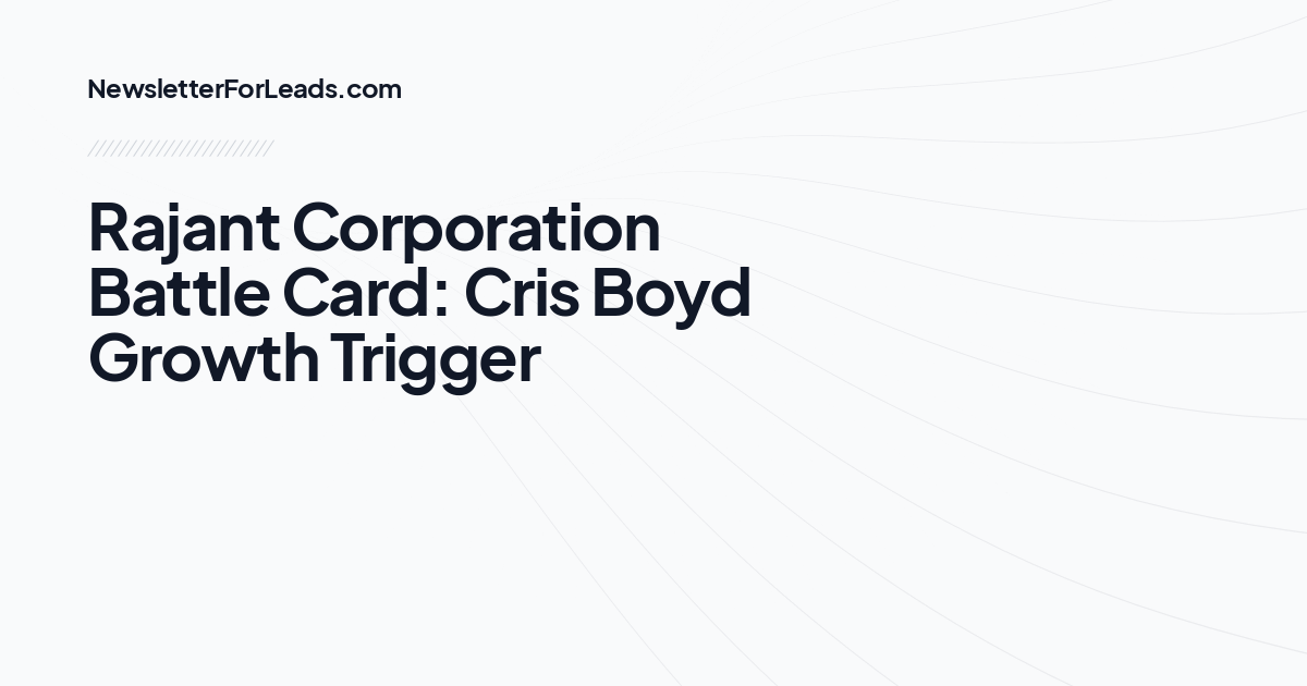 Rajant Corporation Battle Card: Cris Boyd Growth Trigger