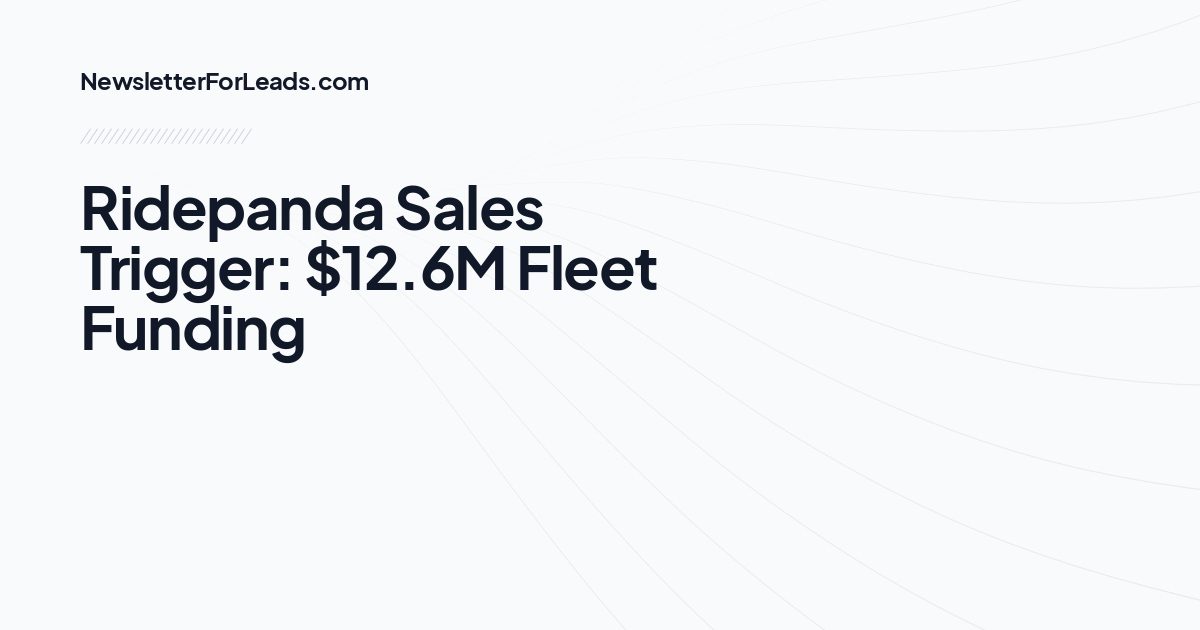 Ridepanda Sales Trigger: $12.6M Fleet Funding