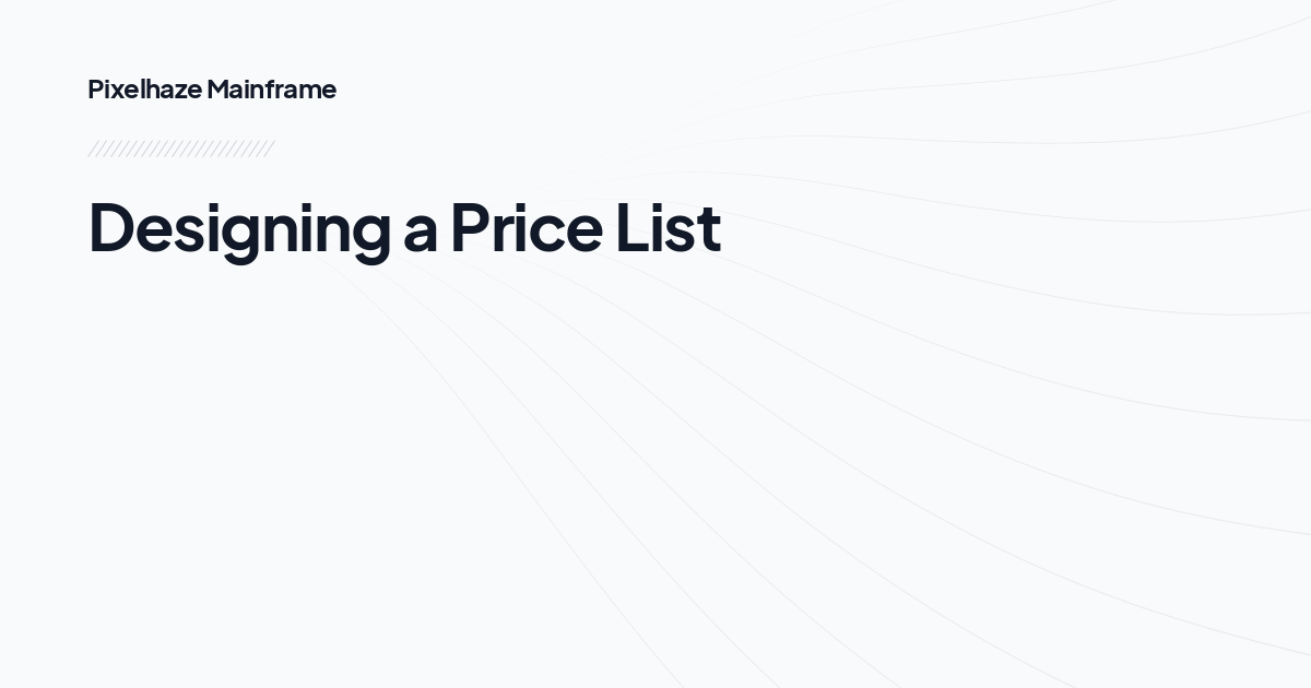 Designing a Price List
