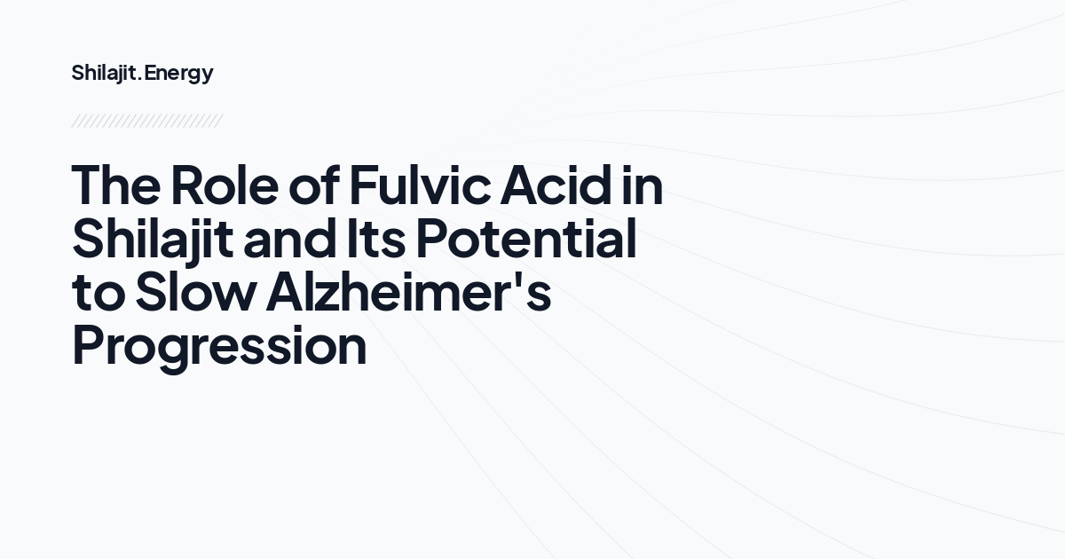 The Role of Fulvic Acid in Shilajit and Its Potential to Slow Alzheimer's Progression