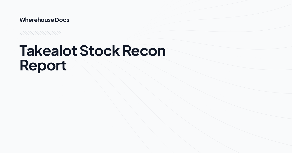 Takealot Stock Recon Report