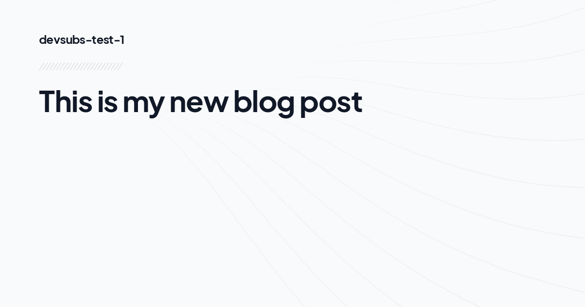 This is my new blog post